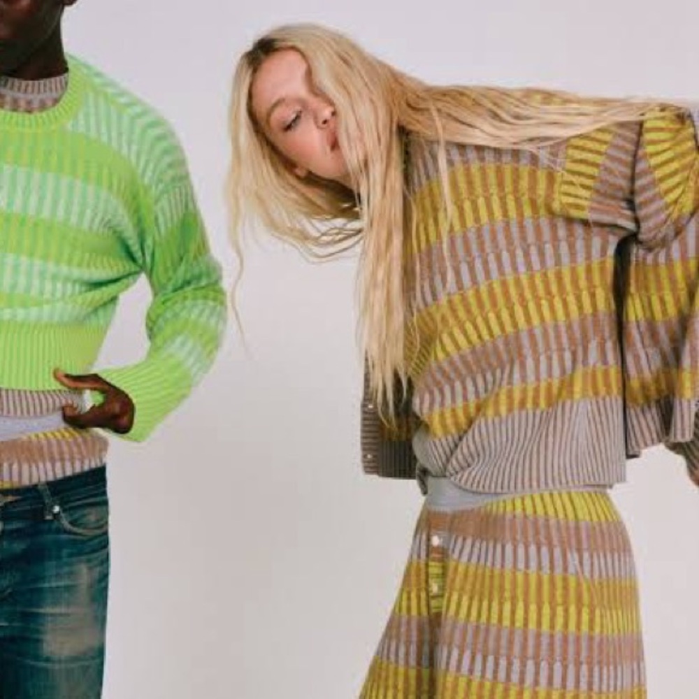 Guest in Residence - Domino Crew in Sky/Neon Lemon/Almond - Size Small